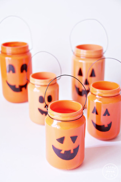 Jack-O-Lantern Jar Craft - Paint Me Pink